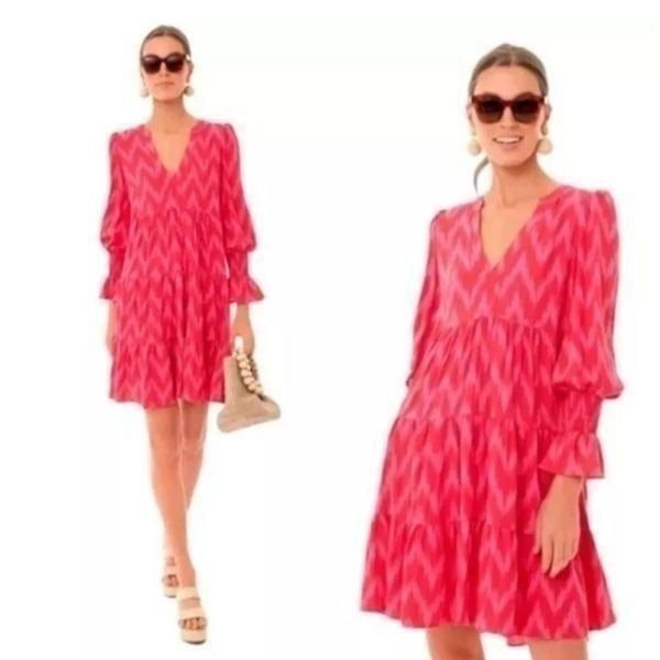 NWT Tuckernuck Pomander Place Hot Pink Ikat Kenzo Dress sz M
