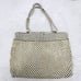 Vintage Whiting & Davis Alumesh Ivory White Handbag Purse Metal Mesh Zip Close