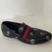 Steve Madden Mens Requiem Black Vegan Leather Embroidered Skull Loafers 12