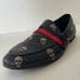 Steve Madden Mens Requiem Black Vegan Leather Embroidered Skull Loafers 12