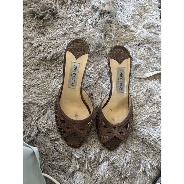Jimmy choo reptile vintage slides open toe sandals heels pep toe heels mules y2k