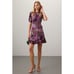 Kate Spade Pacific Petals Smocked Dress Floral Mini Purple Short Sleeve Silk 6
