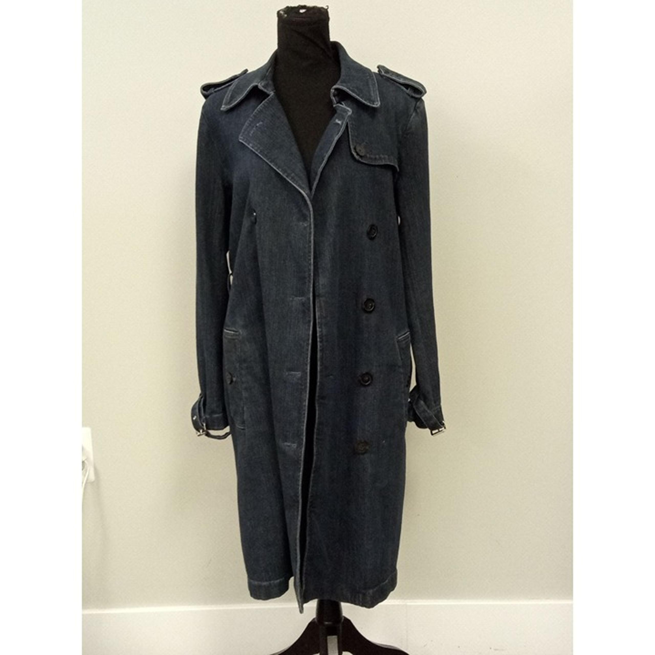 Michael Kors Women's Blue Denim Trench Coat Size Small