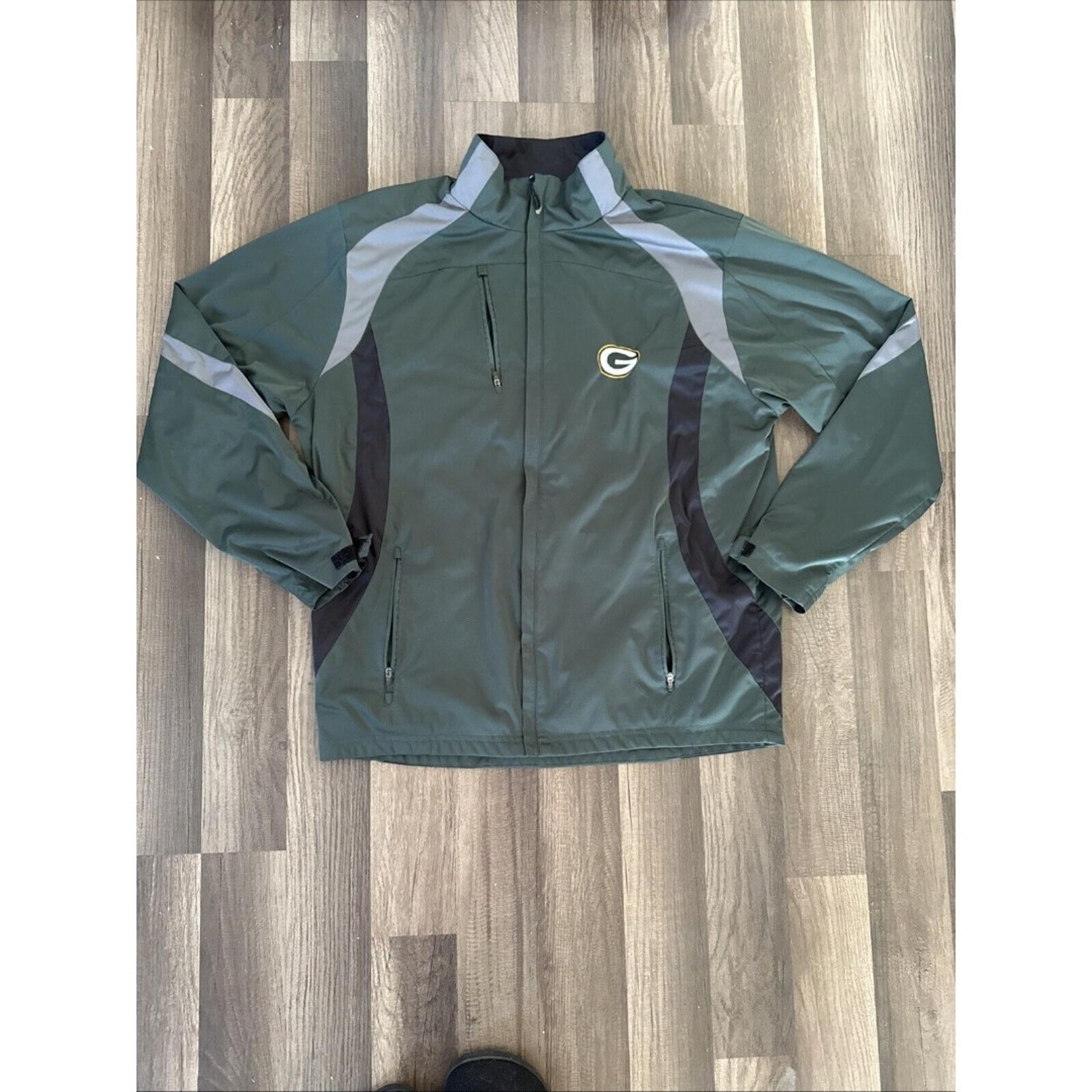 Antigua Green Bay Packers NFL Windbreaker Jacket Mens Large Full Zip Long Sleeve