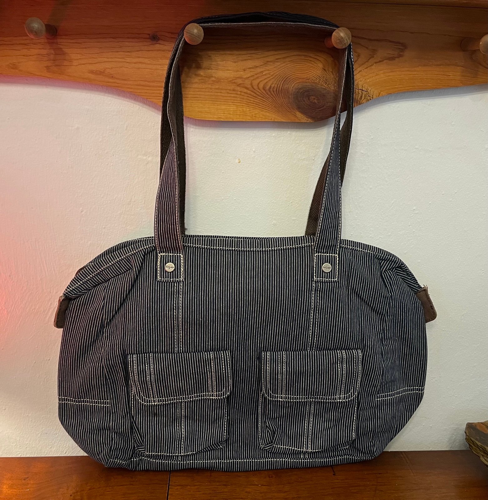 Thirty-One Casual cargo tote bag shoulder bag Railroad Denim