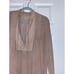 Rhie Silk Tan Pink and White Pattern Lace Up Front Blouse Size Medium