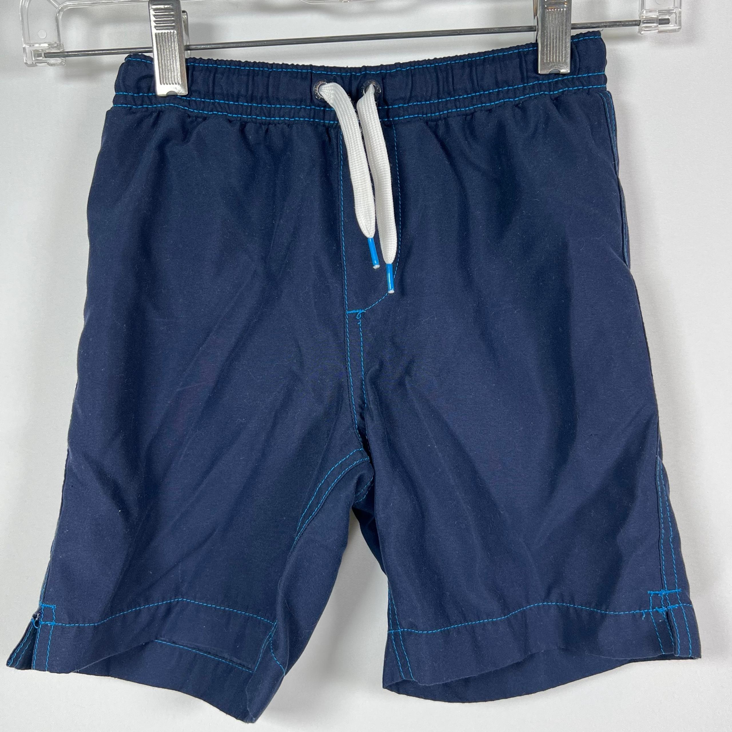 Lands’ End Boys Swim Trunks Size 7 Navy Swimsuit Bathing Suit Beach Pool       J