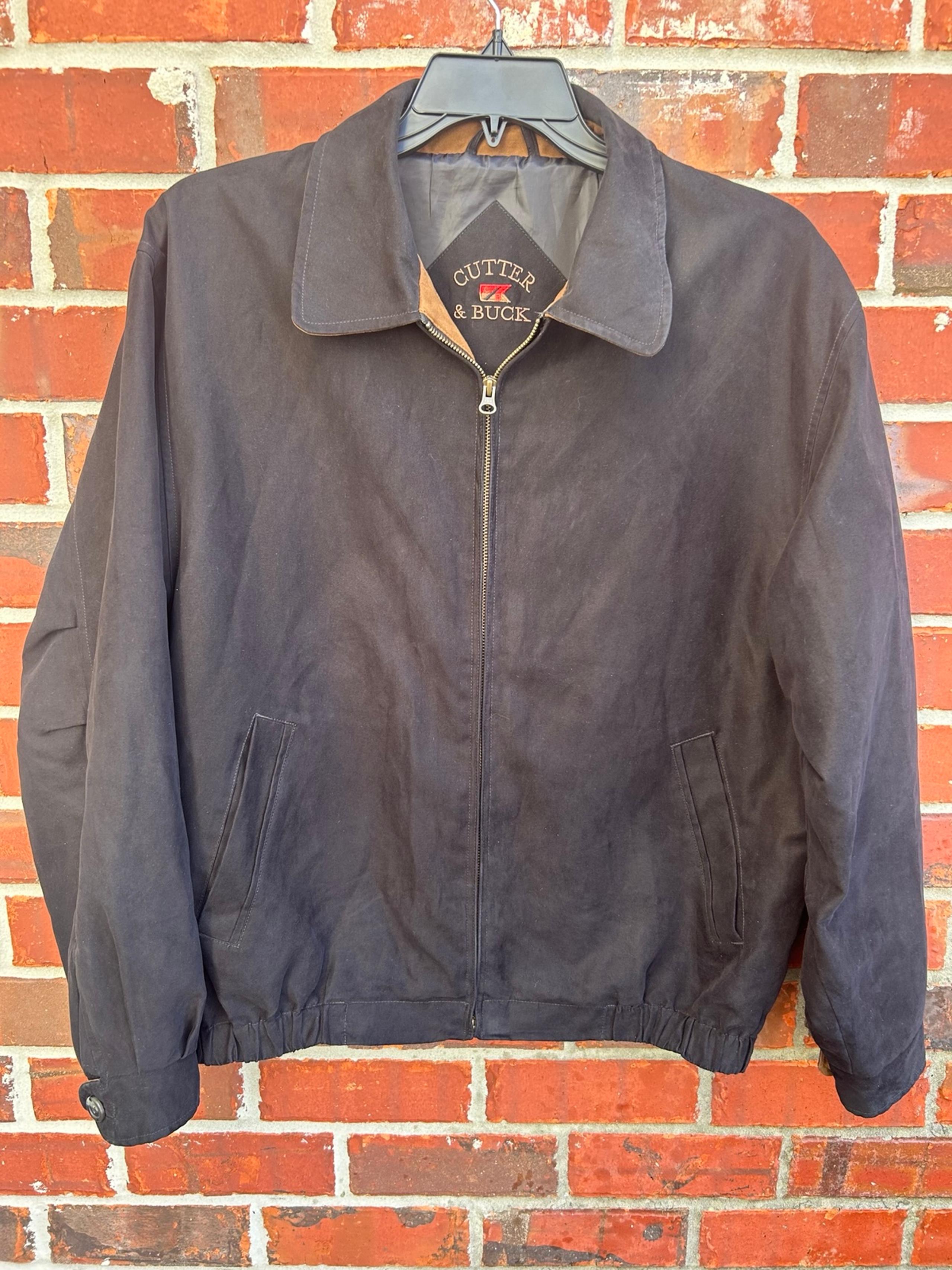 Cutter & Buck Men’s Black & Brown Full Zip Large Jacket Windbreaker Z3