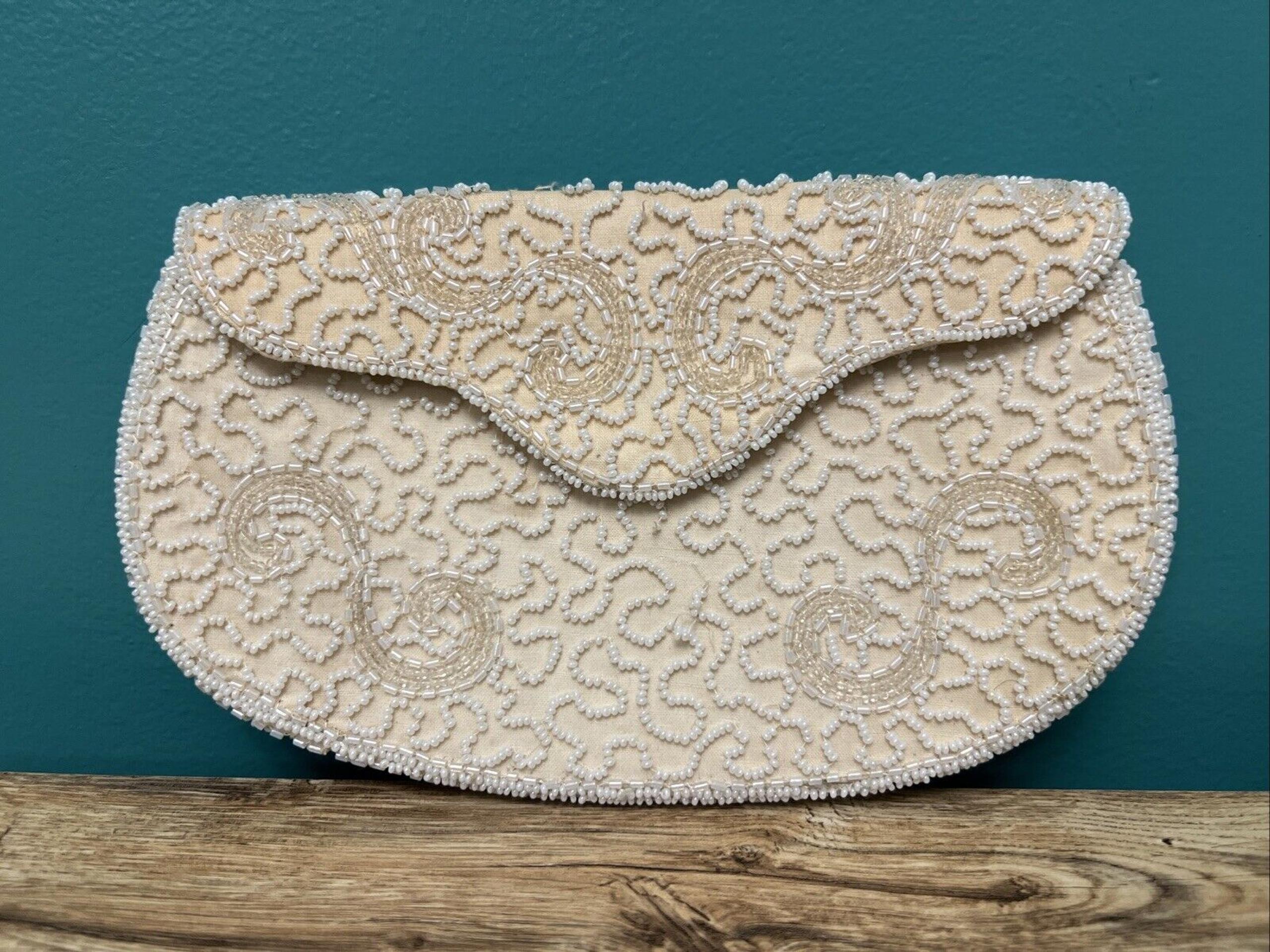 Vintage Walborg beaded purse clutch Made In Belgium By Hand - Needs Small Repair