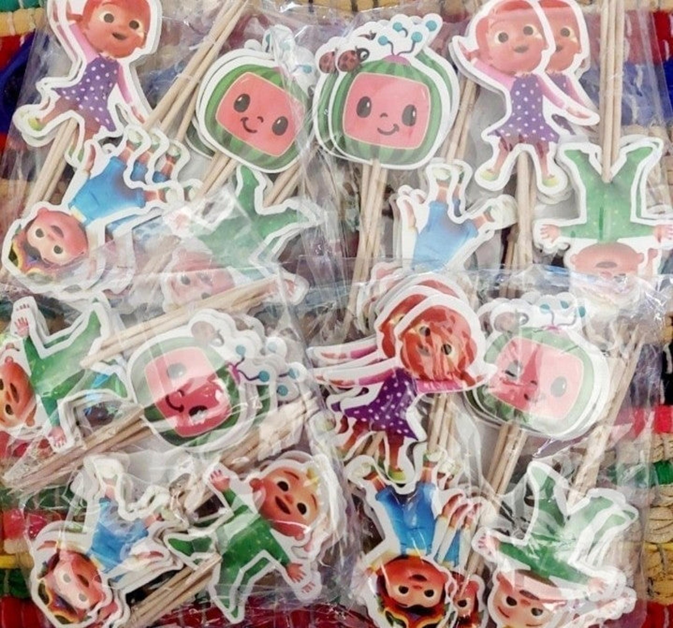Coco Melon Cake, Cupcake Birthday Party Stick Toppers. 24 Pieces