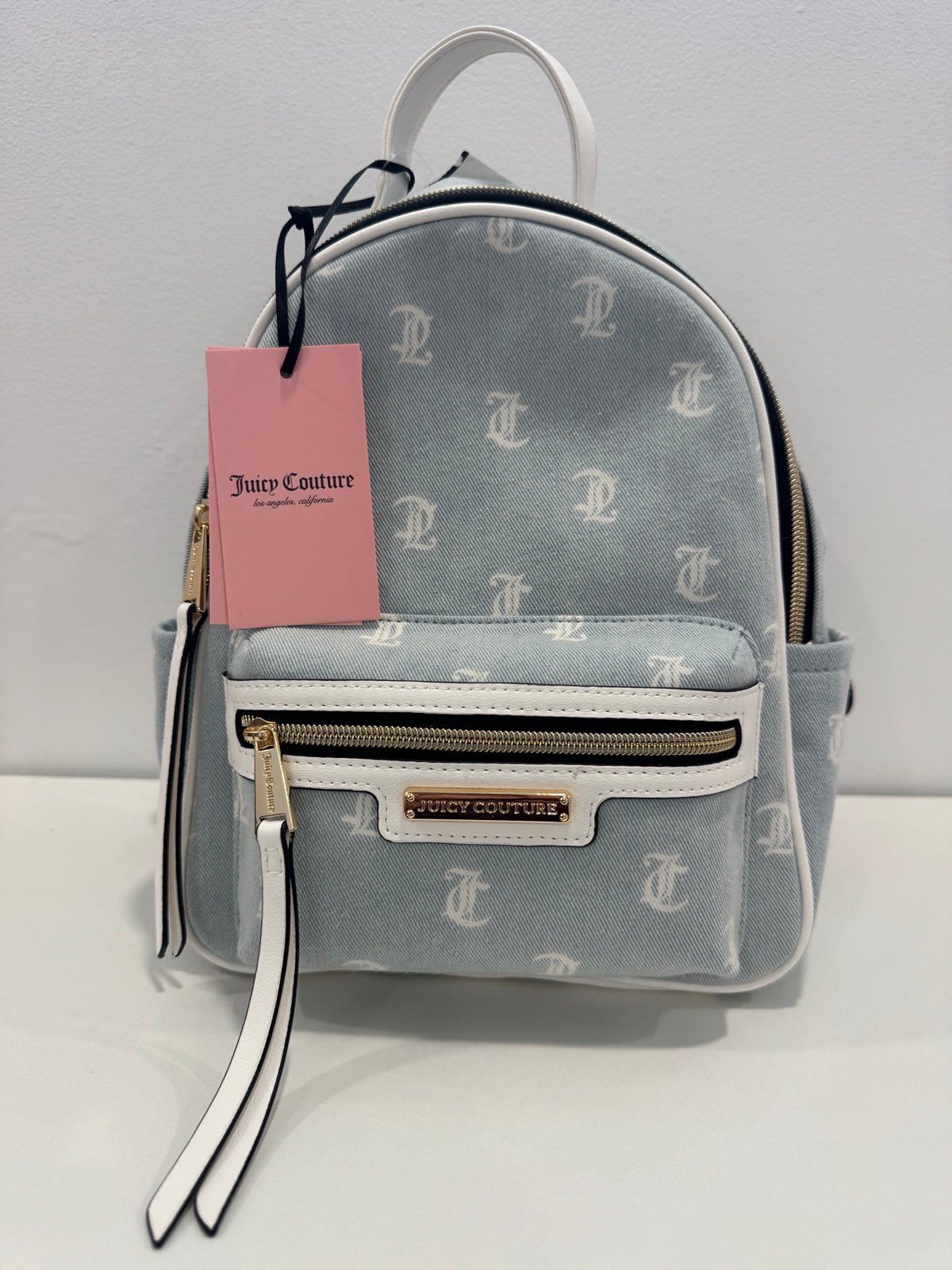 Juicy Couture Best Seller Mini Backpack Gothic Denim / White Bag New With Tags