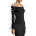 Scripted Off-The-Shoulder Contrast Lace-Up Bell Sleeve Sweater Size Small