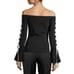Scripted Off-The-Shoulder Contrast Lace-Up Bell Sleeve Sweater Size Small
