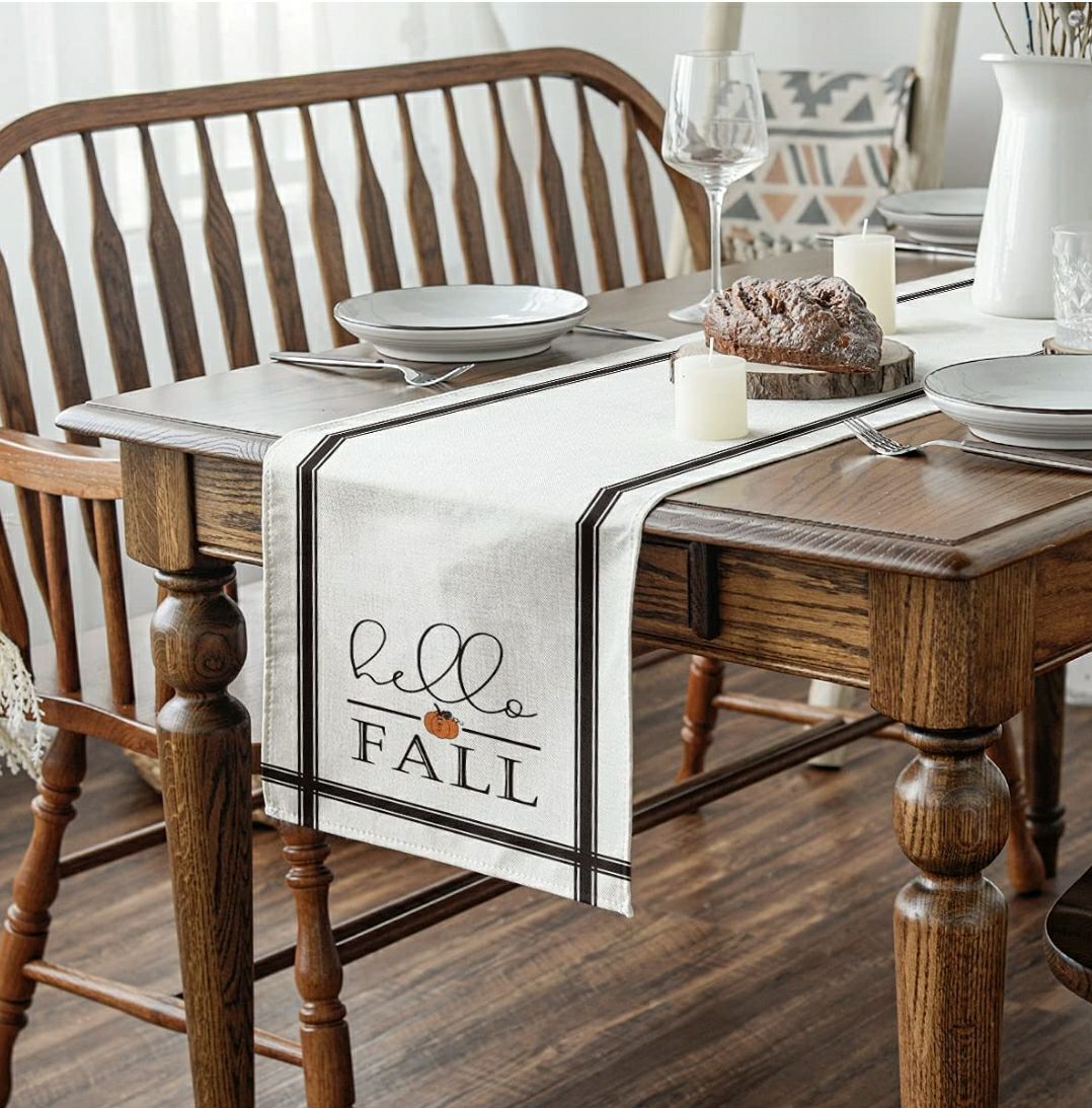 Hello Fall Pumpkin Table Runner, Seasona