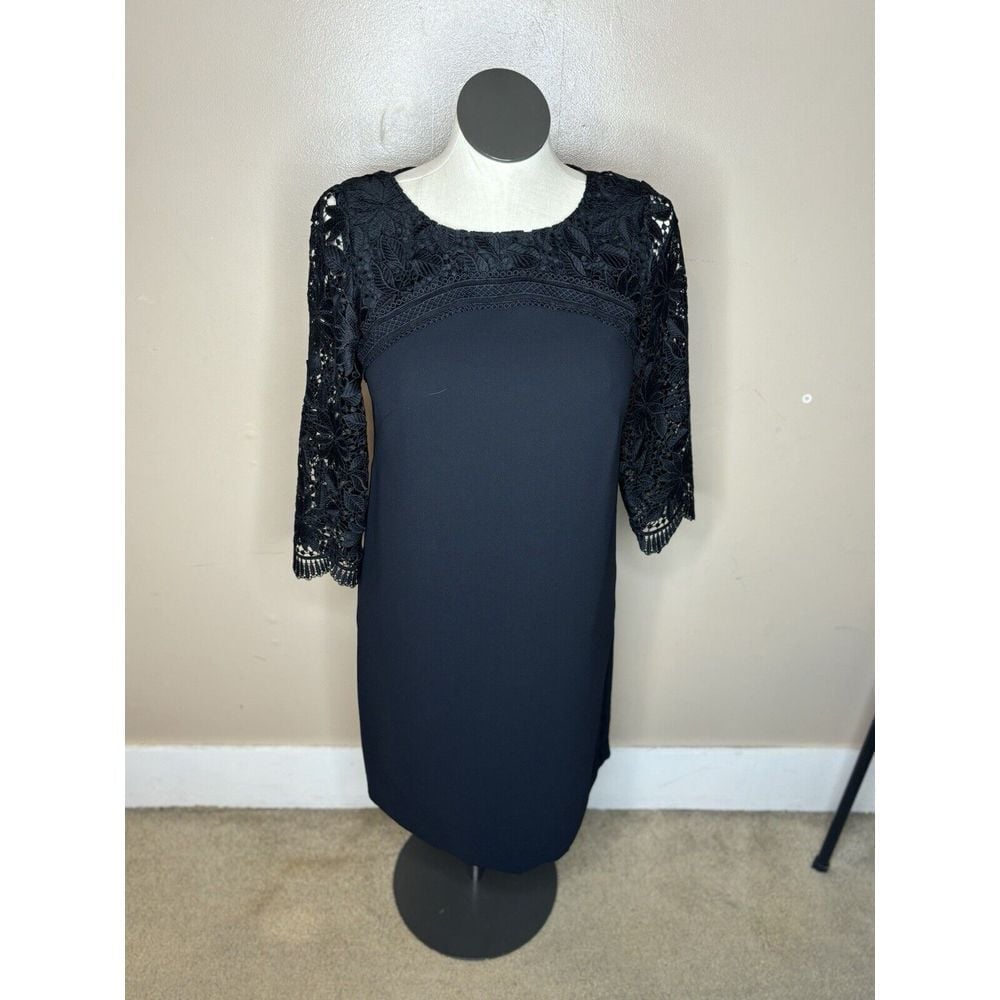 Women's RSVP by Talbots Black Floral Embroidered Dress Size 6