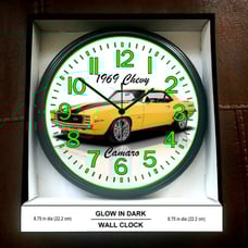 Camaro Glow in the Dark Wall Clock 69 Chevy Camaro Garage Shop Wall Clock NEW!