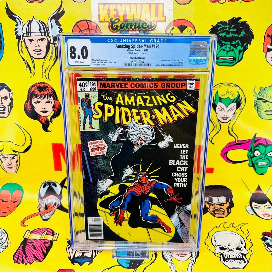 Amazing Spider-Man #194 CGC 8.0 Mark Jewelers Insert Variant 1st Black Cat 1979