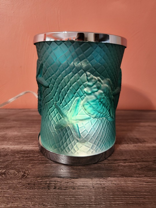NEW Yankee Candle Scenterpiece Meltcup Warmer COASTAL SHORES Teal Timer & LED