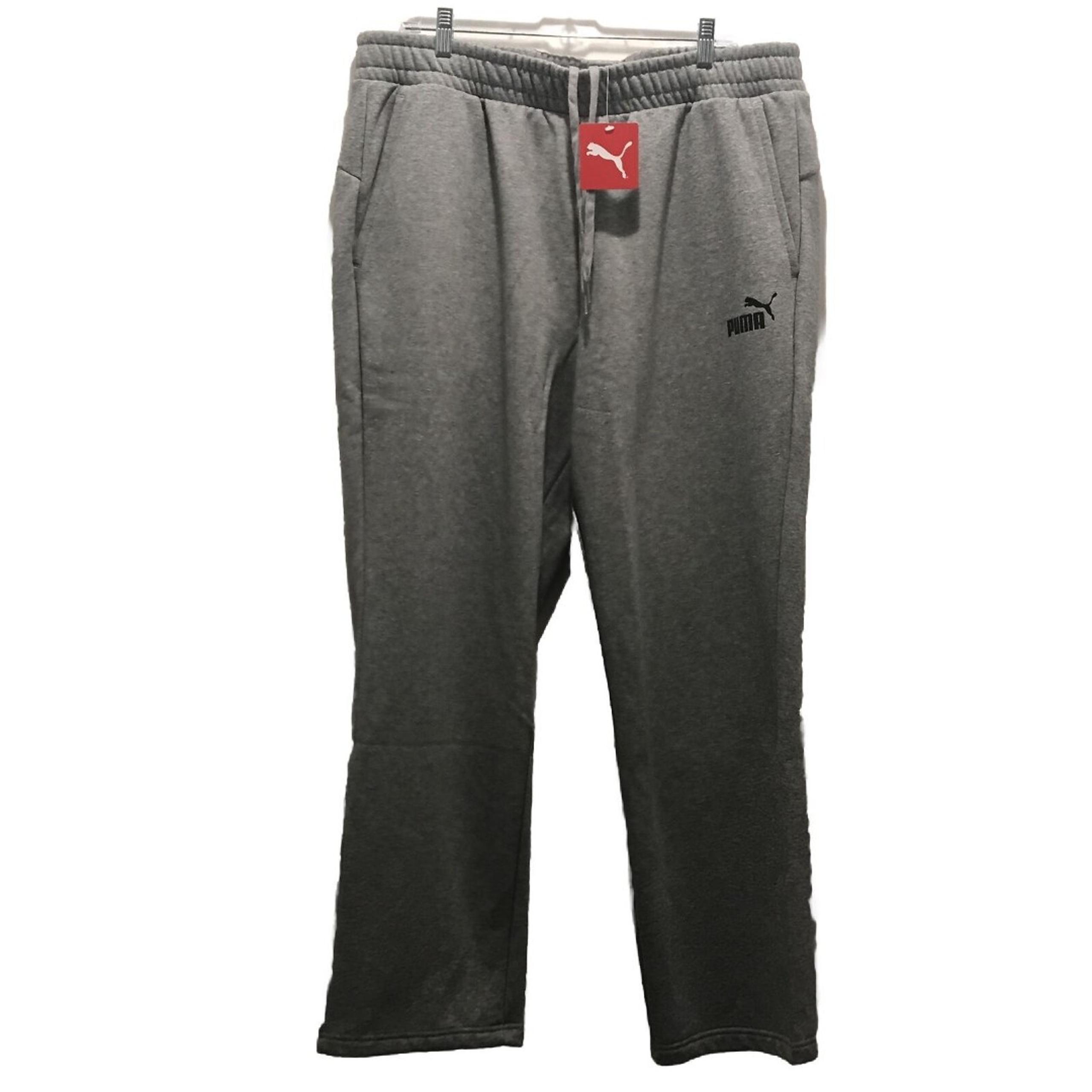 New Men’s Puma Logo Embossed Fleece Sweatpants Size XXL Gray with Pockets