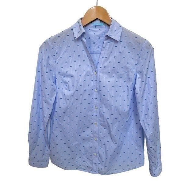 NWOT J. McLaughlin Button Up Shirt Long Sleeve Collared Blue women’s size XS