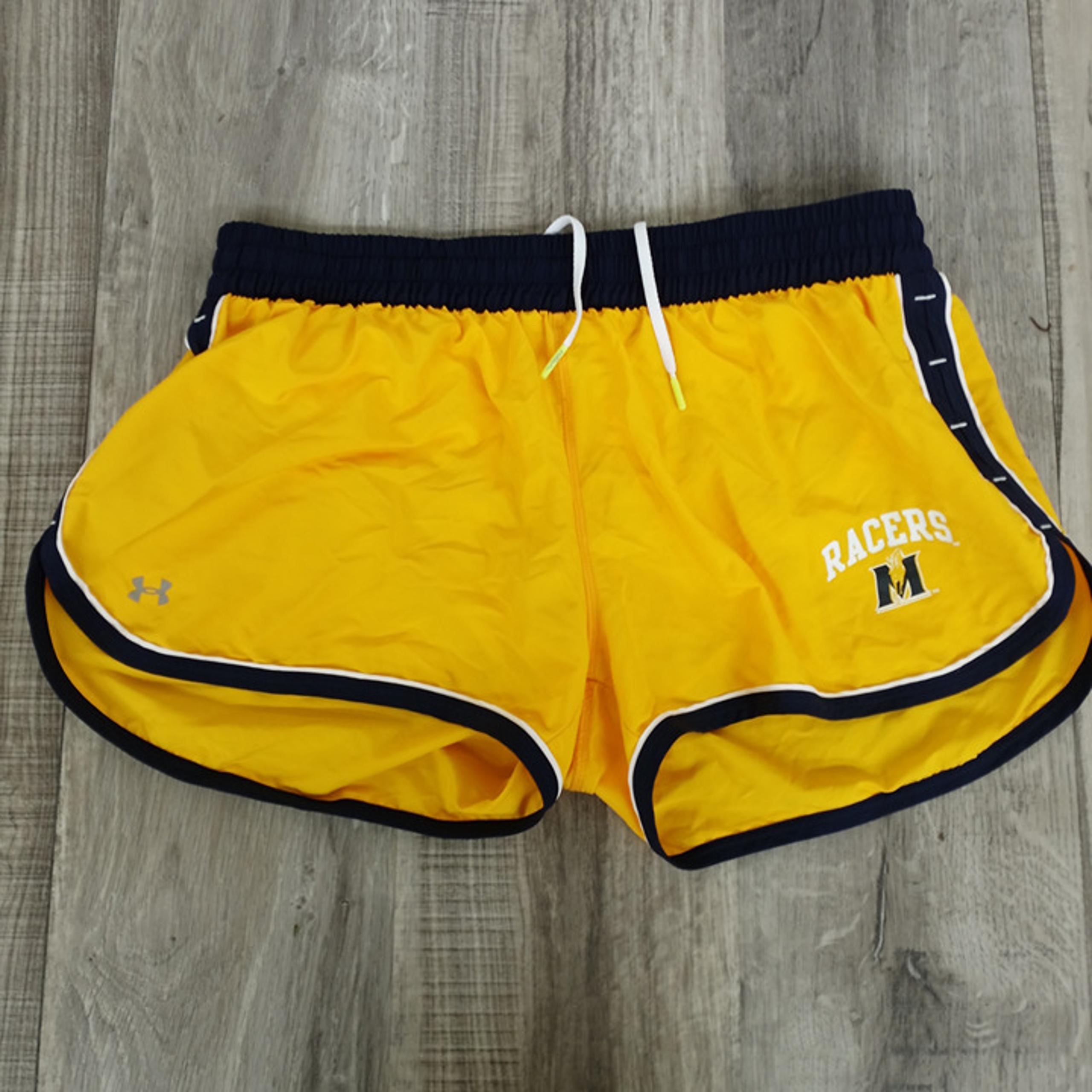 Under Armour Women's Athletic Shorts Yellow Semi Fitted Lined Large [BB2]