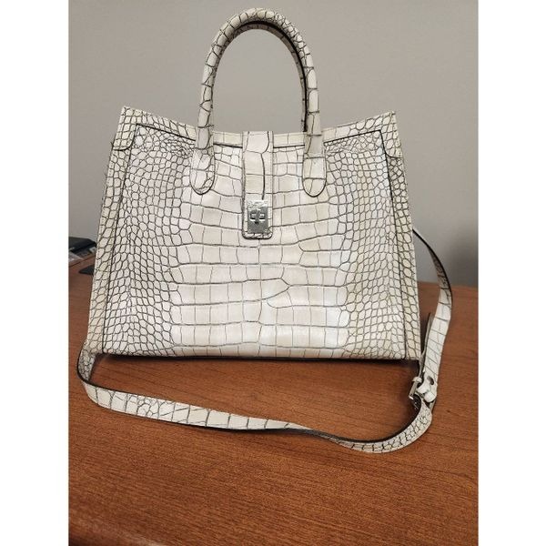 Claudia Firenze Large Croc Crocodile Embossed Leather Shoulder/Tote Bag with cro