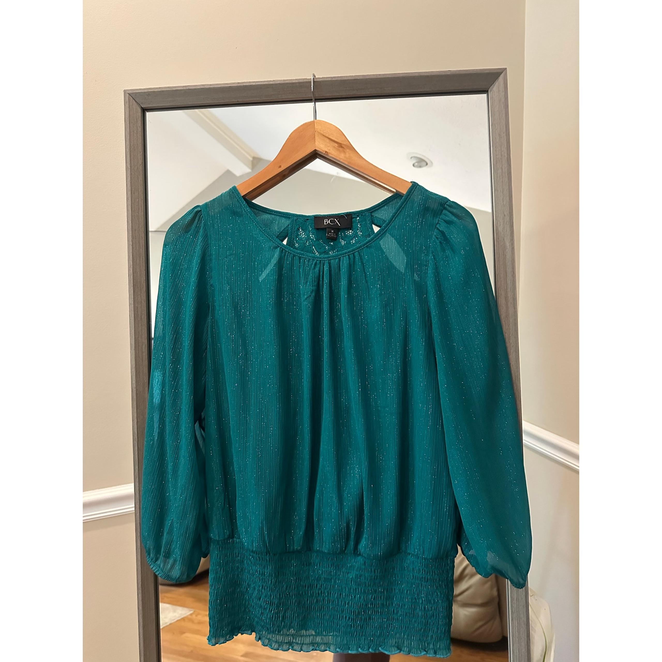 BCX Green Blouse Size Medium Shimmery