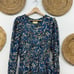 185 Sezane Blue Ruffle Button Long Sleeve Augustine Robe Mini Dress Size 36 / 4