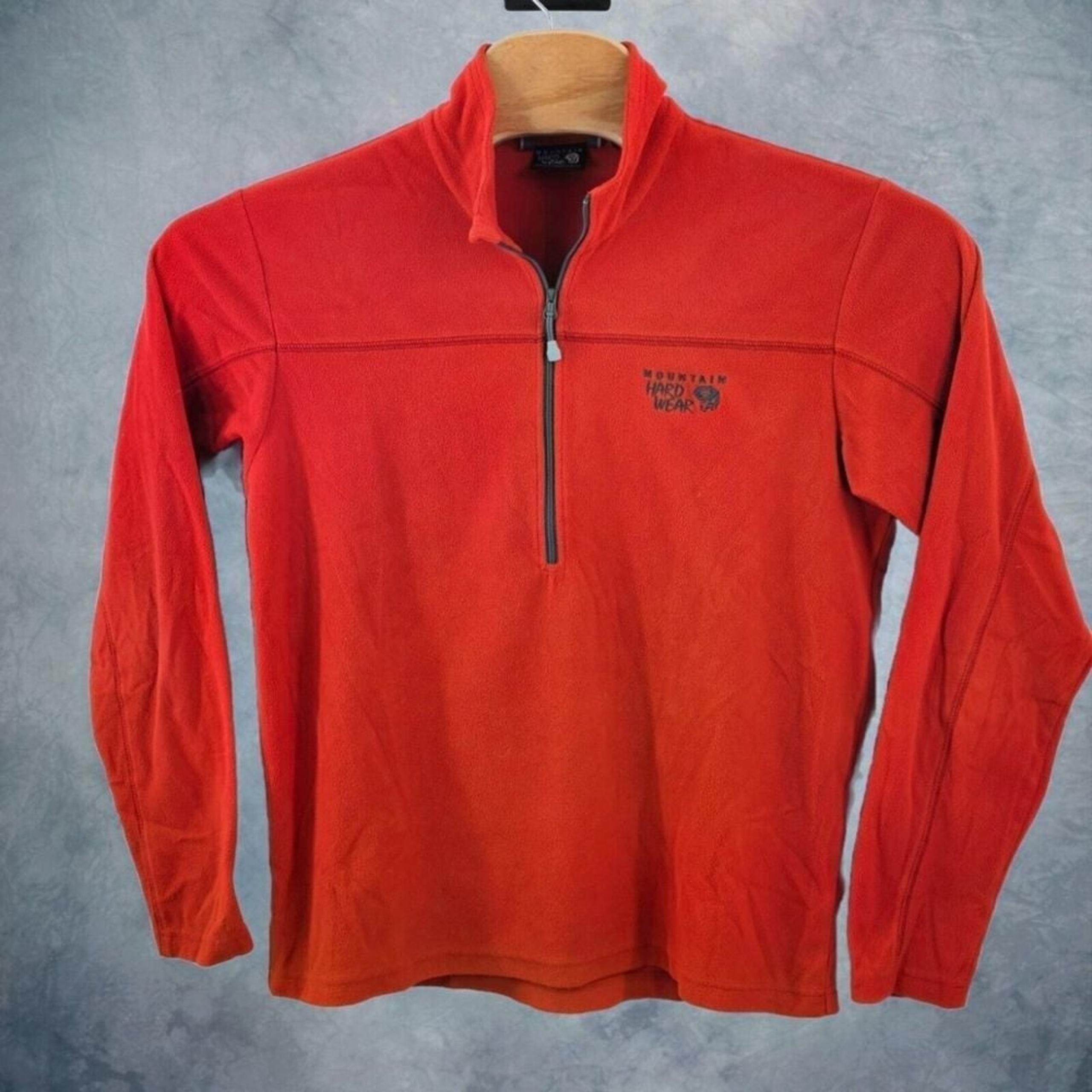 Mountain Hardwear Long Sleeve 1/2 Zip Orange Fleece Jacket Men Medium Microchill