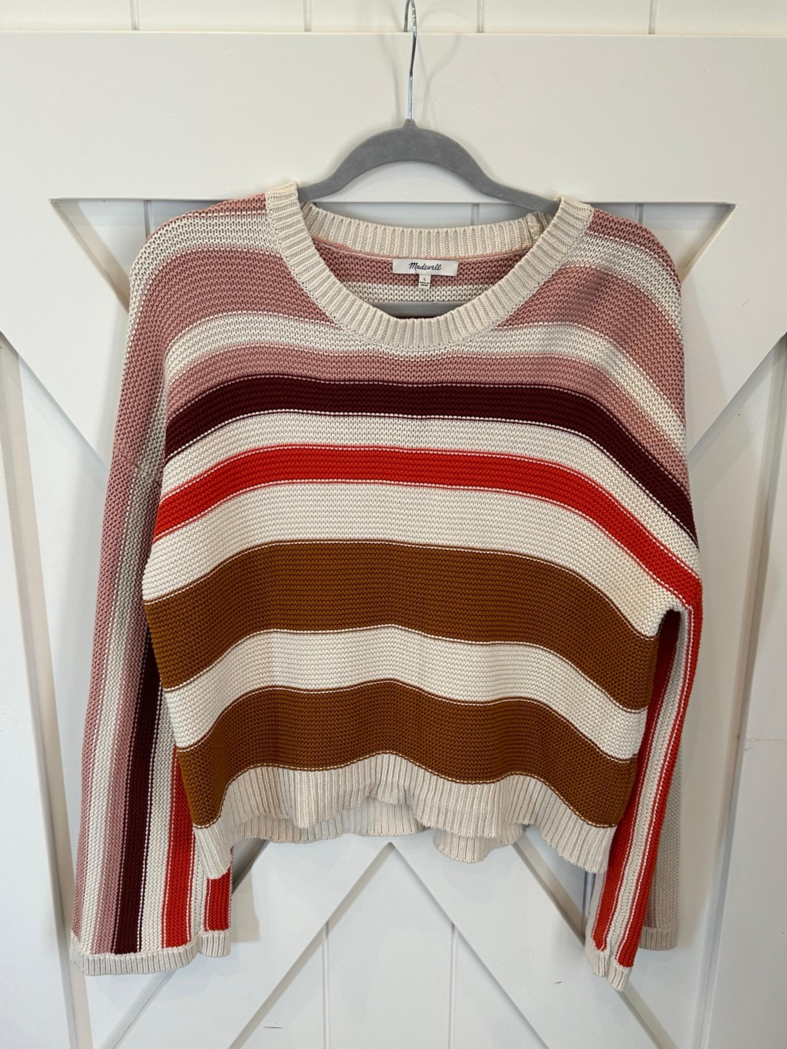Women’s Valleyscape Striped Pullover Crewneck Sweater Sz Large - Madewell