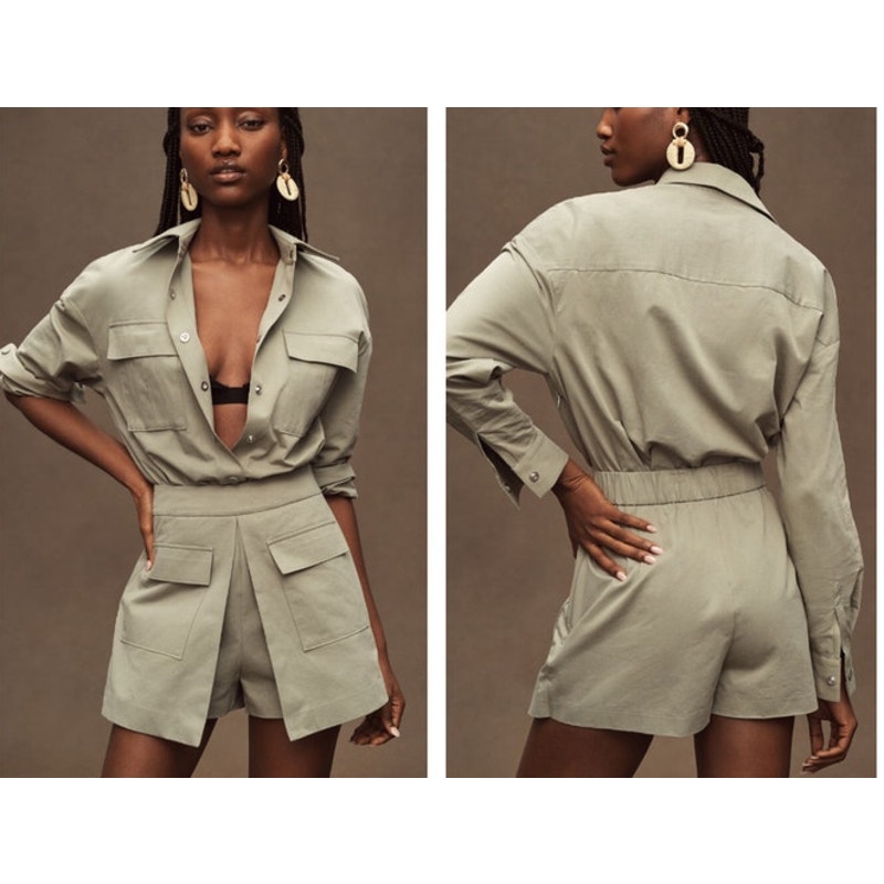 MARE MARE X ANTHROPOLOGIE LONG SLEEVE UTILITY ROMPER MOSS NWT SIZE XL