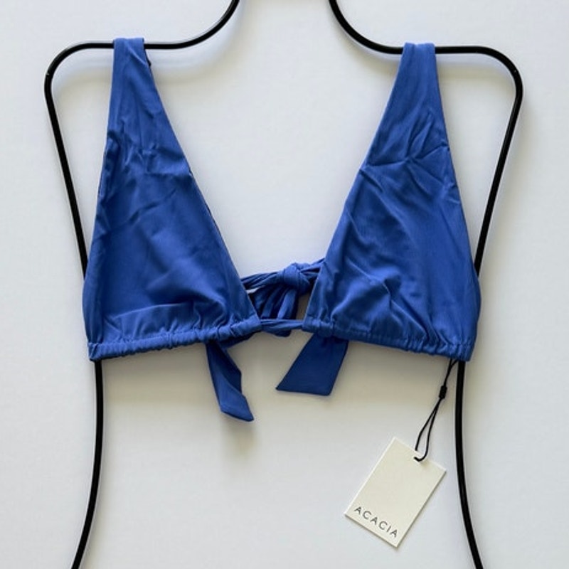 Acacia Swim BLAKE Ribbed Bikini Top - Sapphire - Triangle - Large