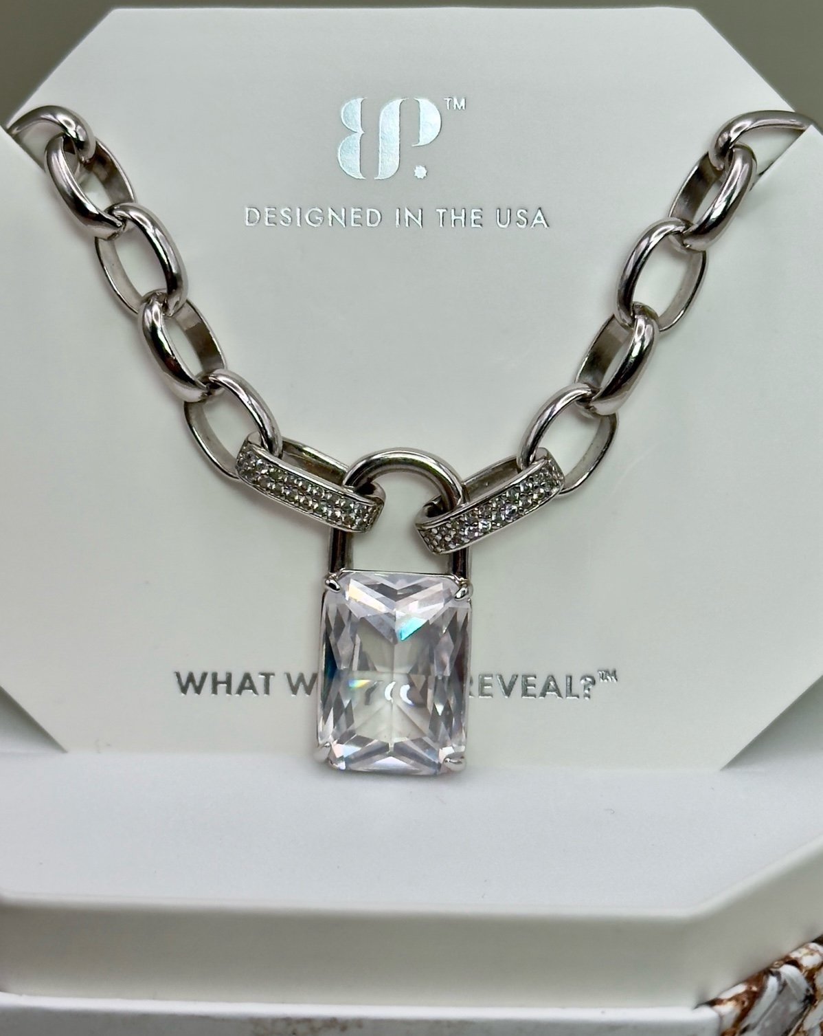 Bomb Party April 2025 Necklace TREND MAKER Diamond CZ Rhodium Plating