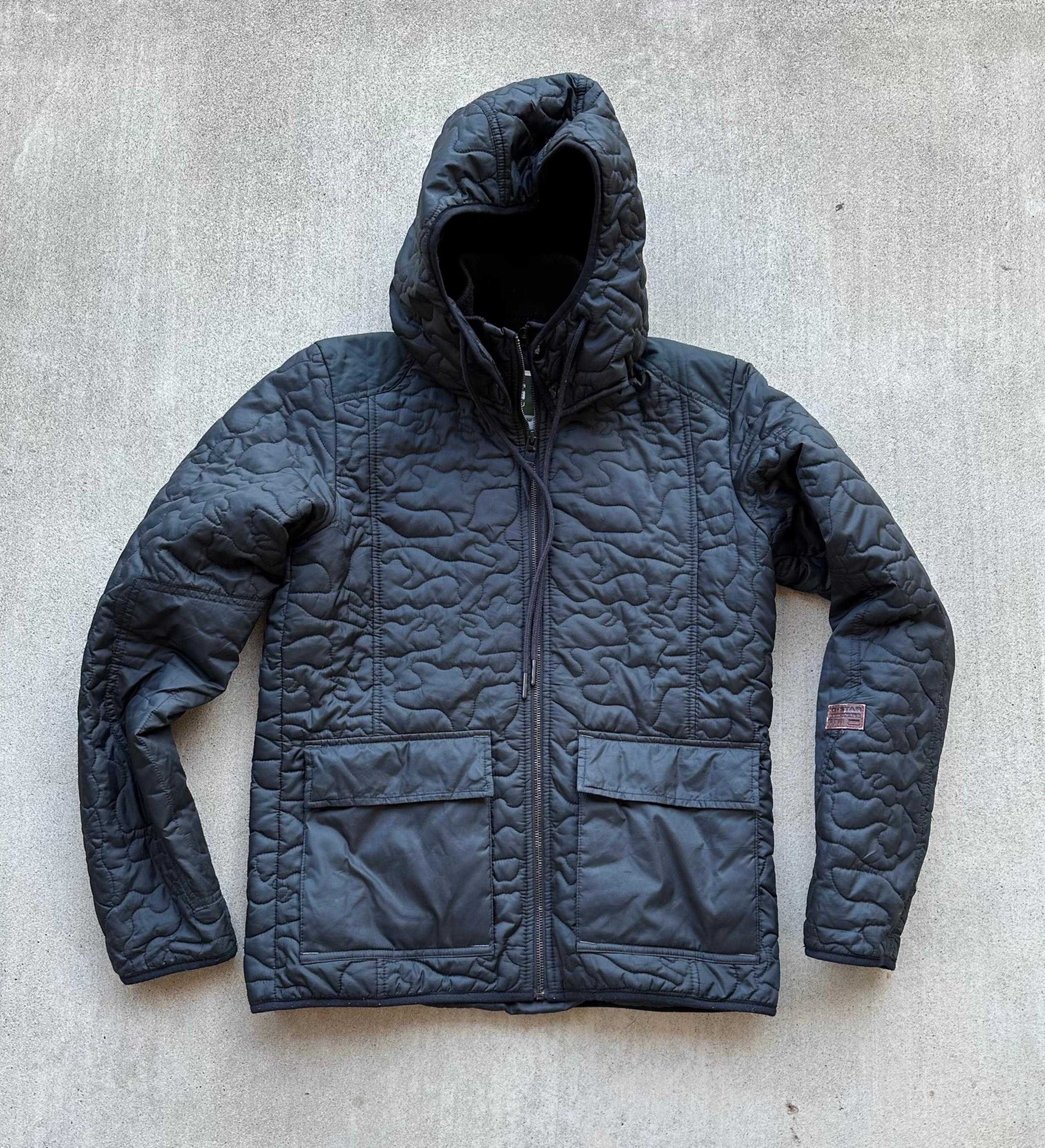 G Star Jacket Women Size Medium Quilted Black Hooded