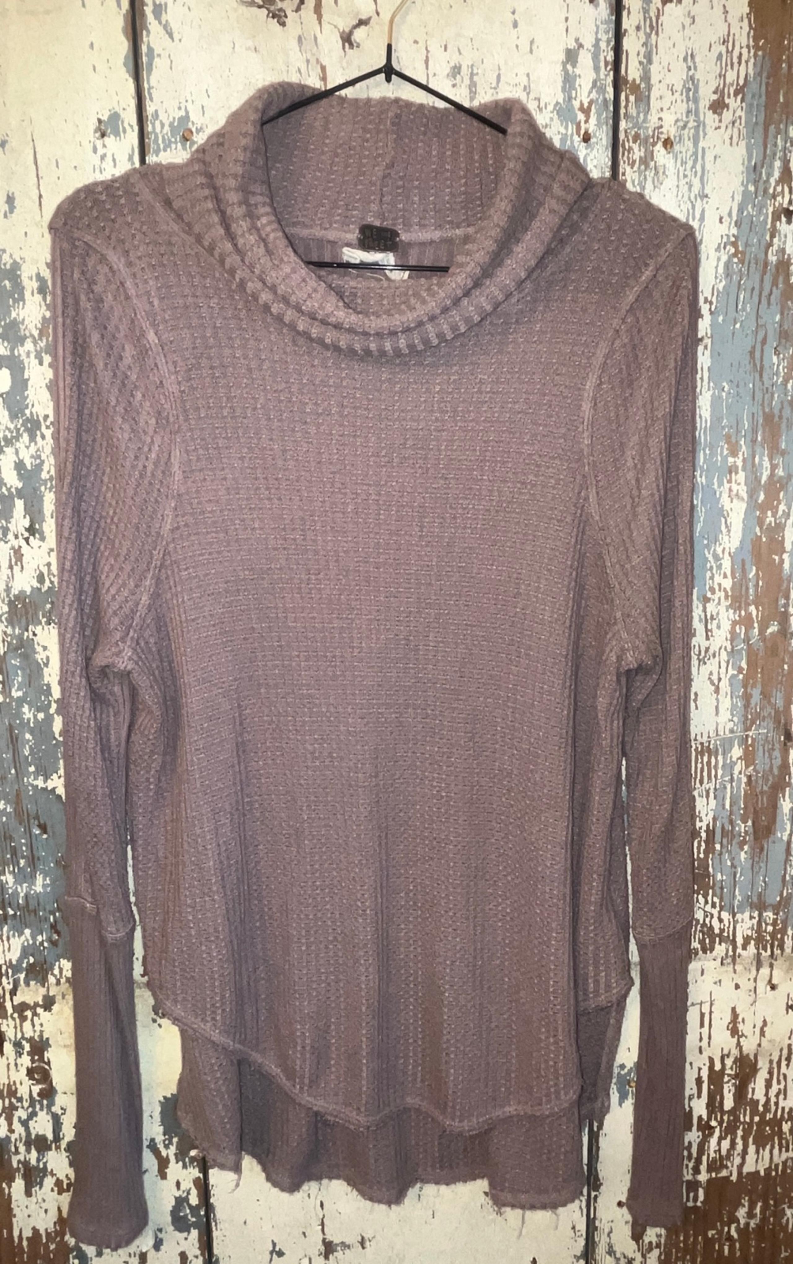We the Free Women's Kristina Thermal Waffle Knit Cowl Neck shirt size XS