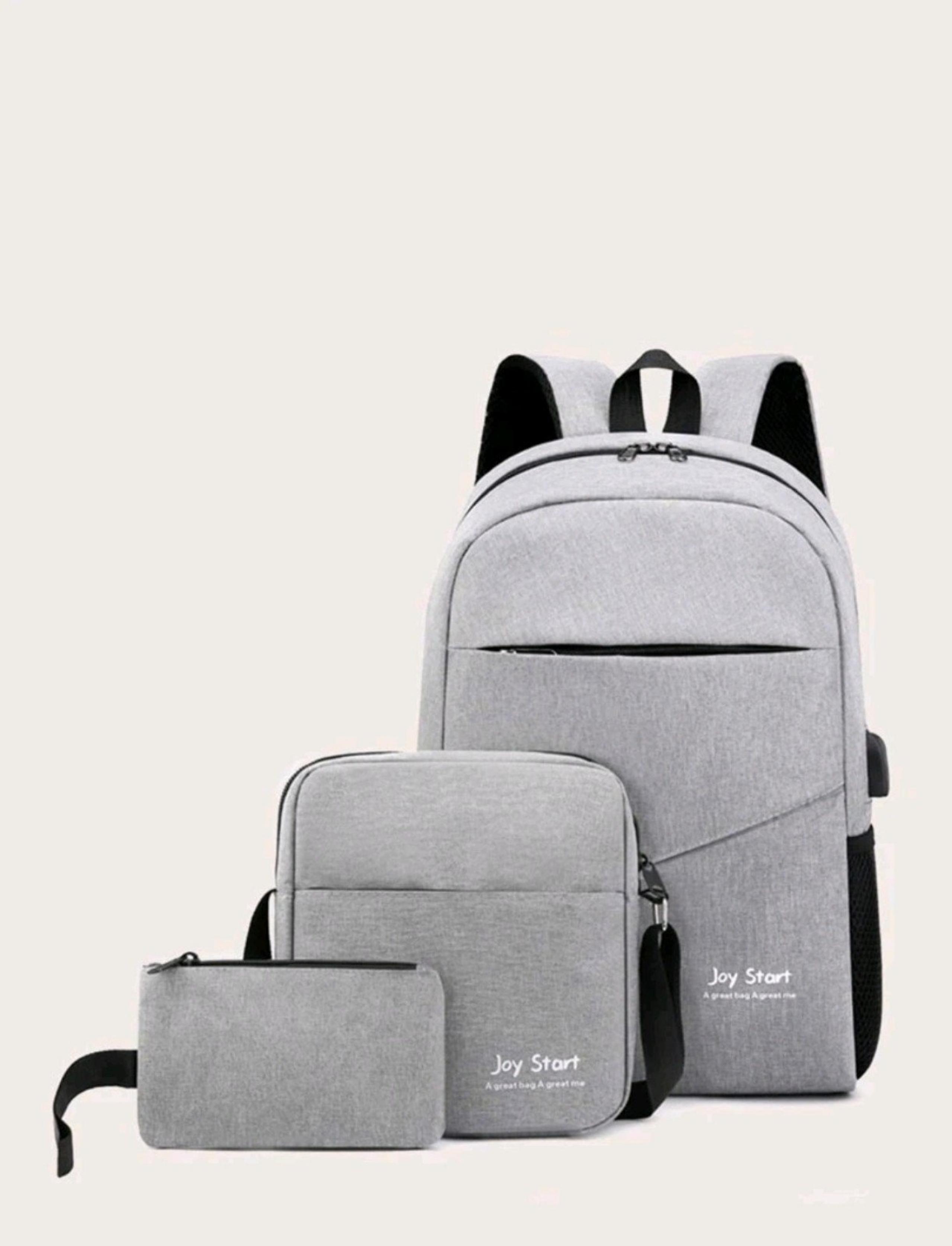 NEW Grey 3 Piece Backpack Set