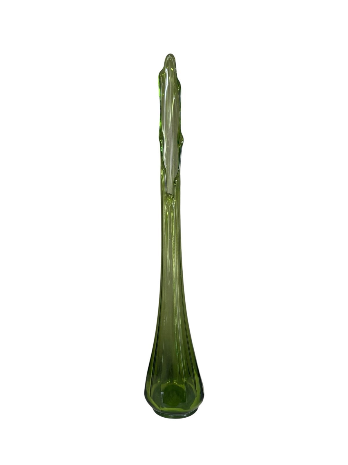 Vintage Avocado Green L.E Smith Paneled Swung Vase 21.5”