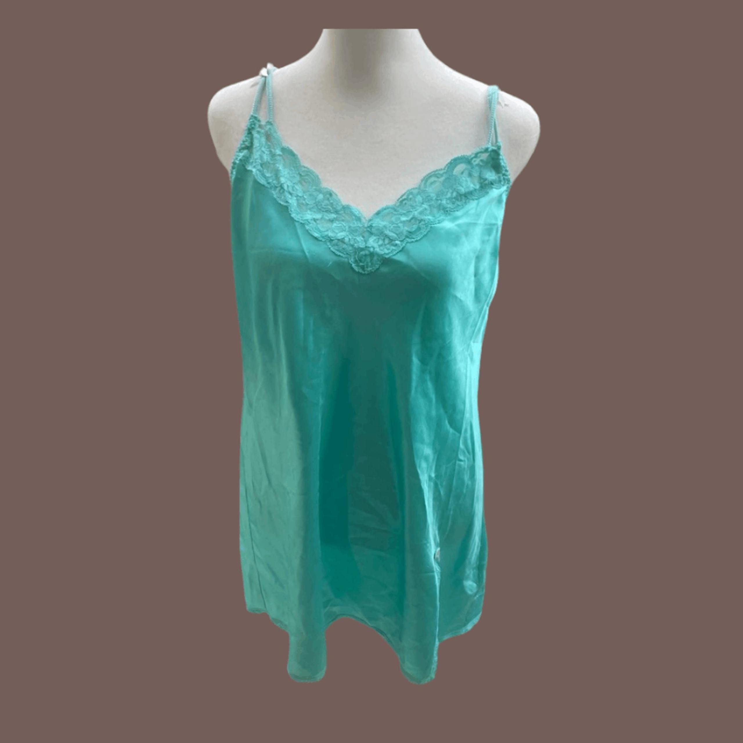 Thalia Sodi Lace Slip Dress | Green Satin | Size S | Vintage