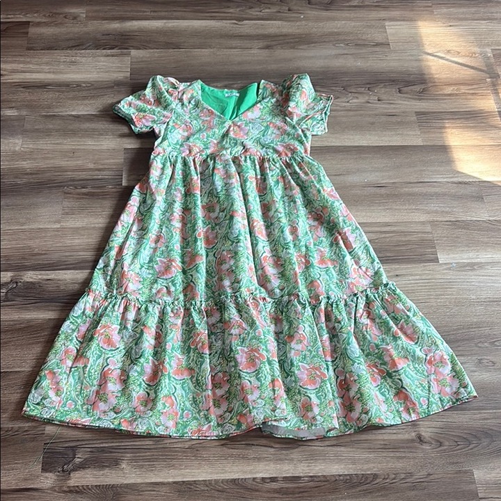 TCEC Floral Puff Sleeve Tiered Dress | Size L | Cottagecore Garden Party Vibes