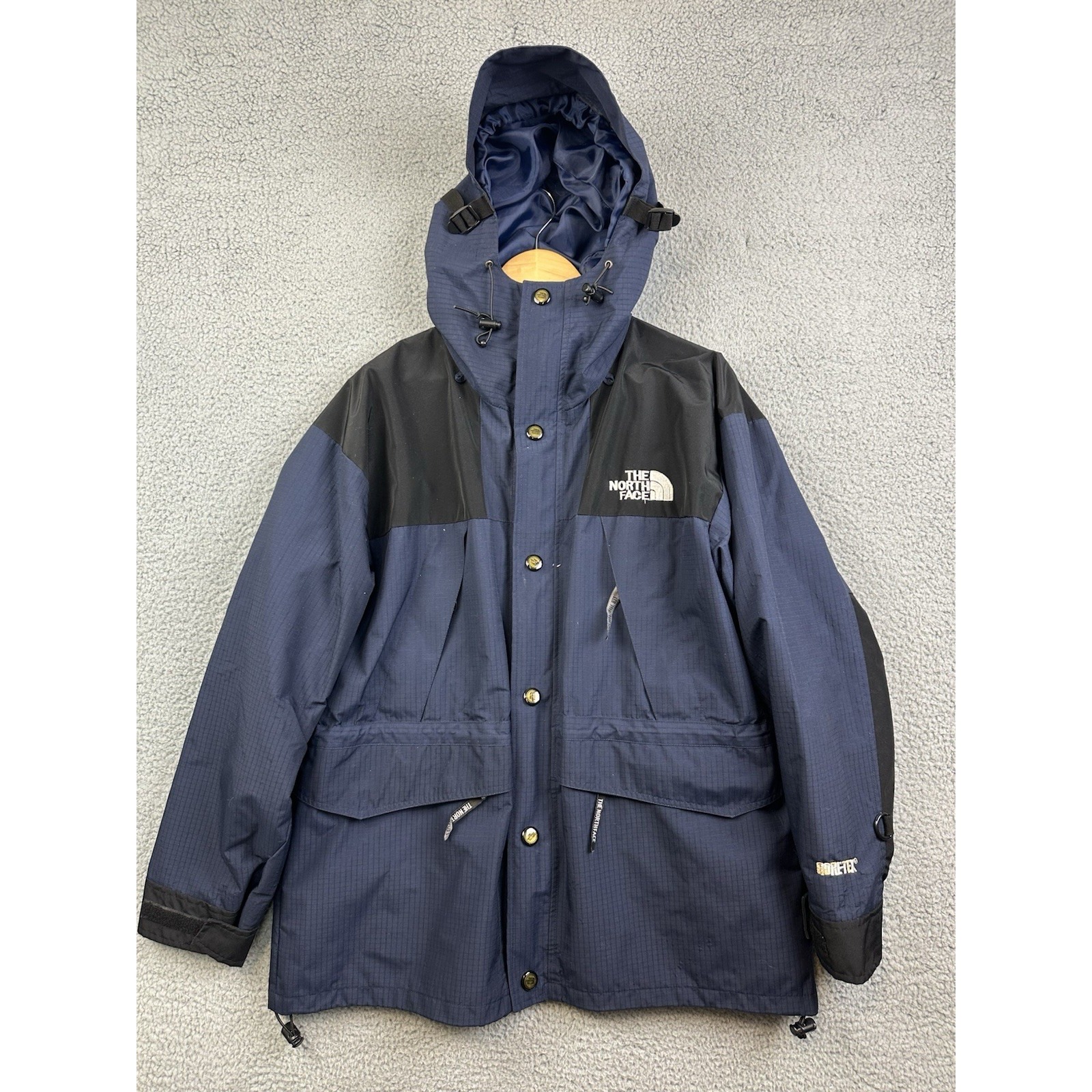 The North Face Gore-Tex Jacket Womens Medium Navy Blue Hooded Zip Up Coat