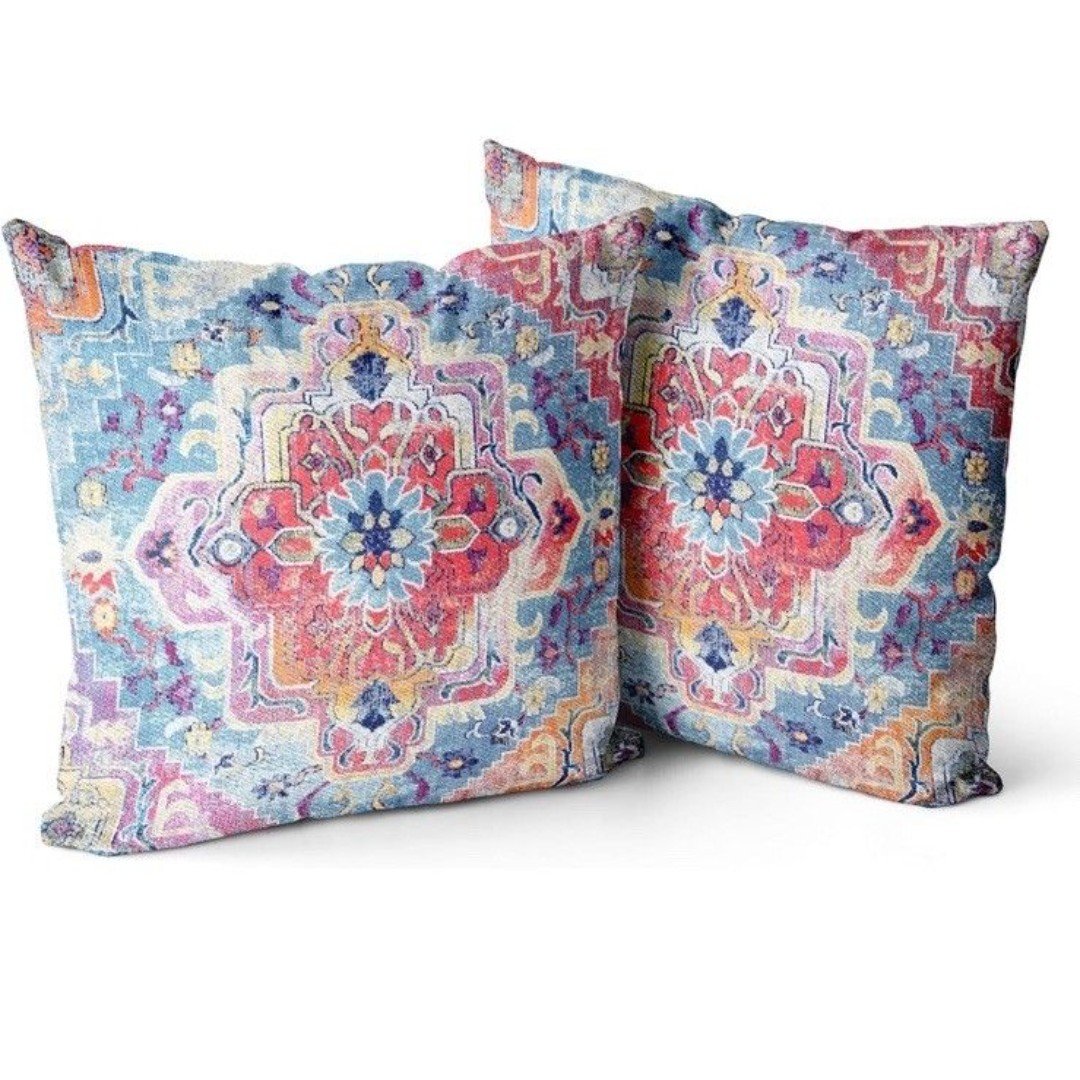 Boho Pillow Covers 20 x20 Set of 2 Moroccan Blue Old World Boho Style 16