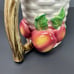 Ceramic White Basket Weave Pitcher Hand Painted Fruit Branch Vintage Farmhouse