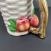 Ceramic White Basket Weave Pitcher Hand Painted Fruit Branch Vintage Farmhouse