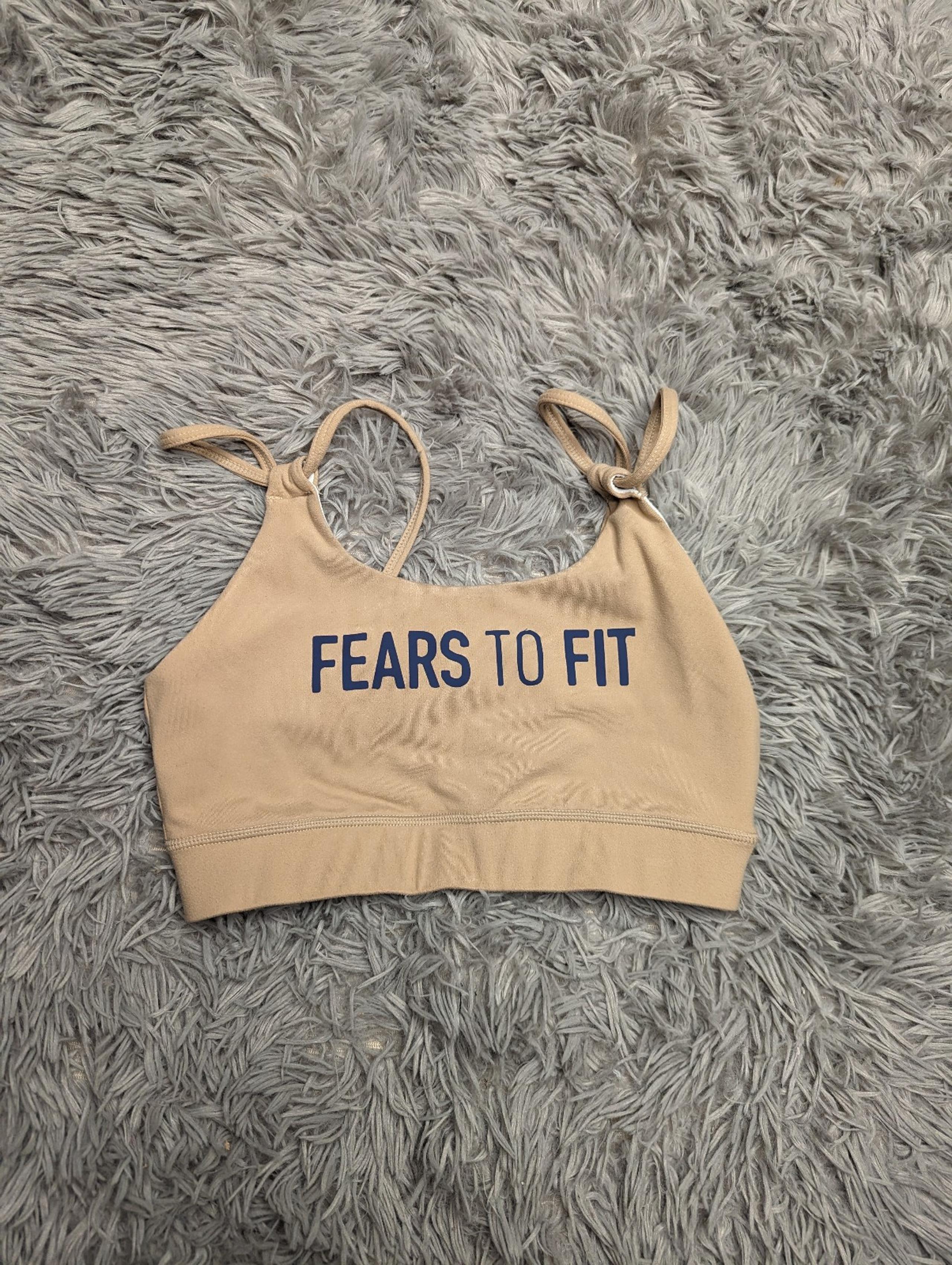 Ethos women's size small beige "Fears to fit" sports bra
