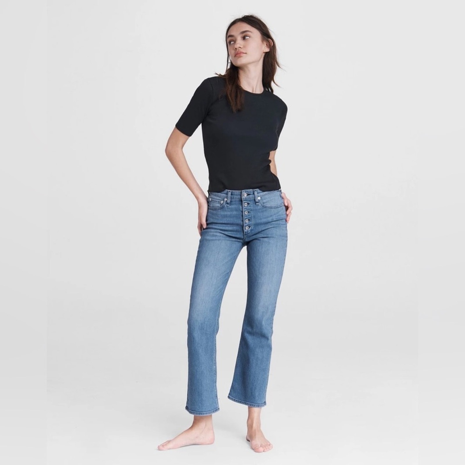Rag & Bone Nina High-Rise Ankle Flare Jeans in Brighton Wash | 28