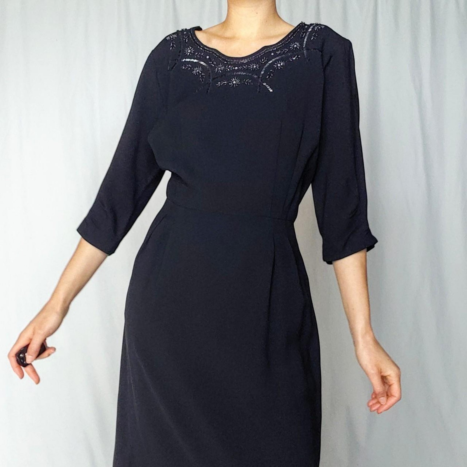 1940s vintage beaded midi dress