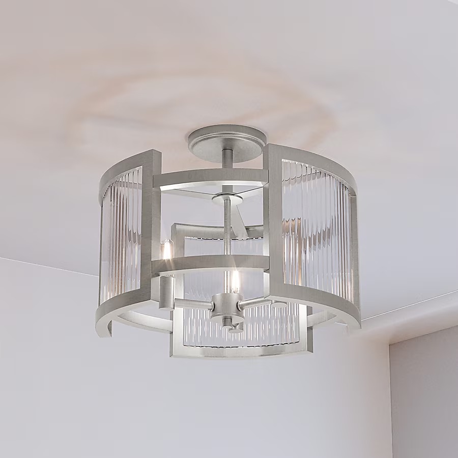 QUOIZEL Lexon 3 -Light 13 Brushed Nickel Semi Flush Mount Dimmbale Light - NEW!