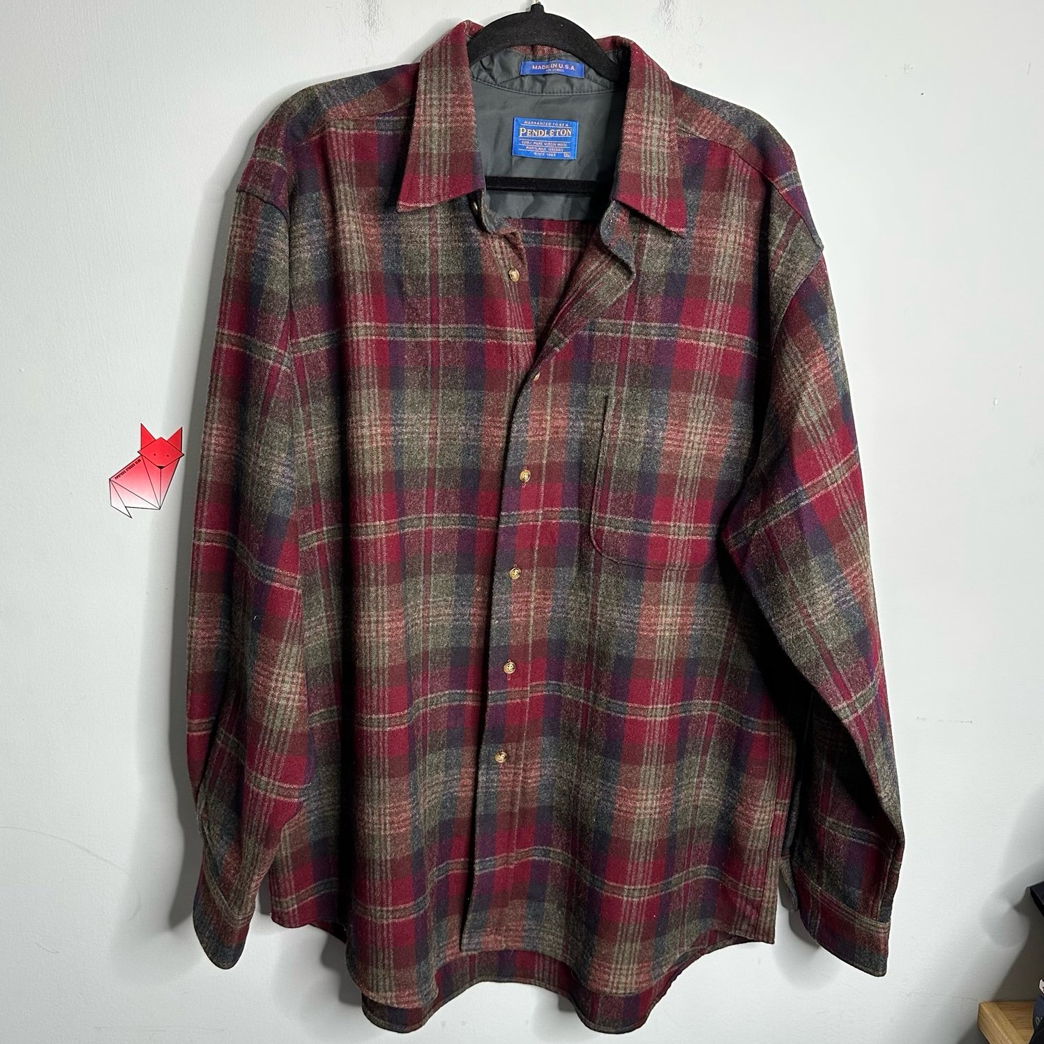 Pendleton Plaid Wool Button Up Shirt Size XL