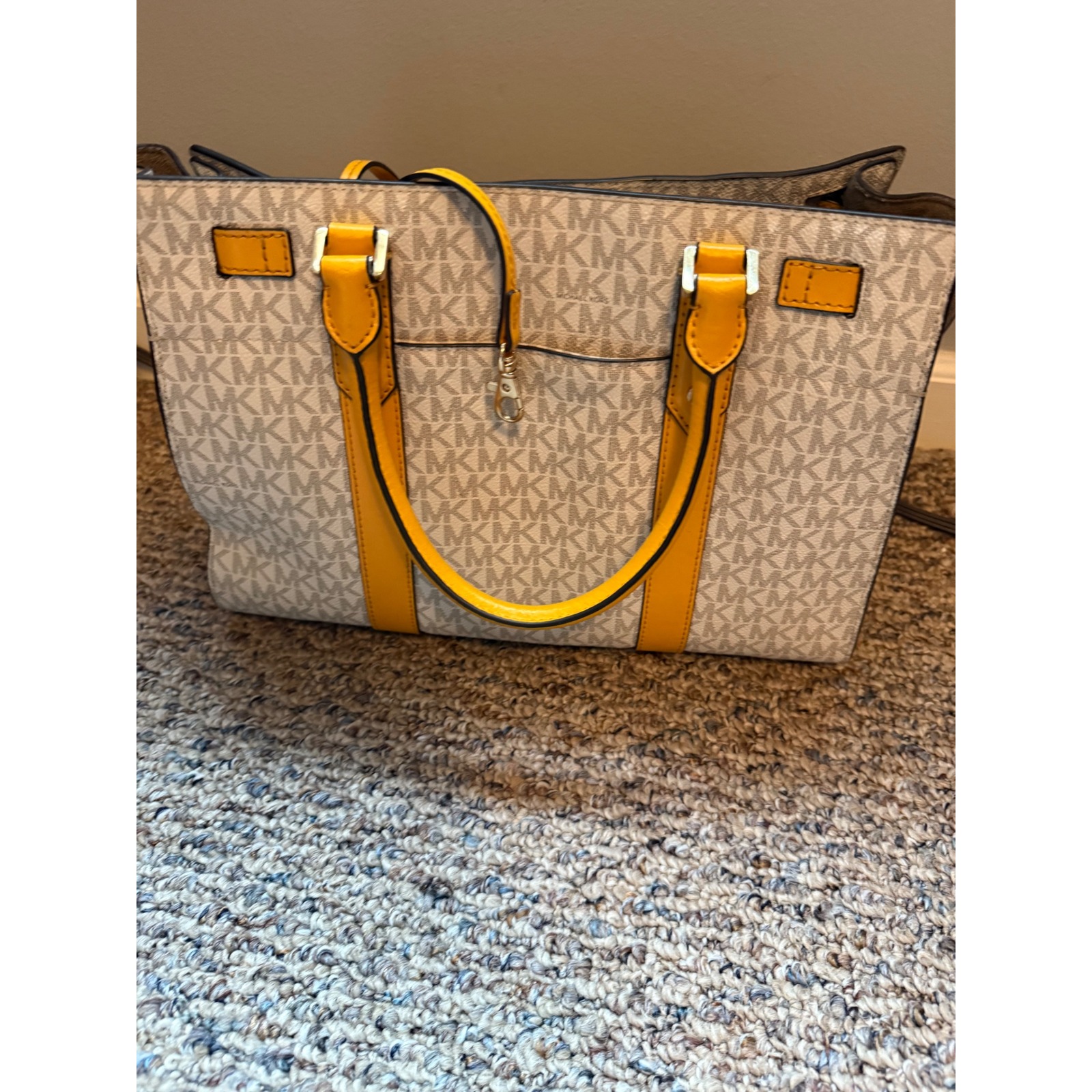 michael kors yellow and brown bag