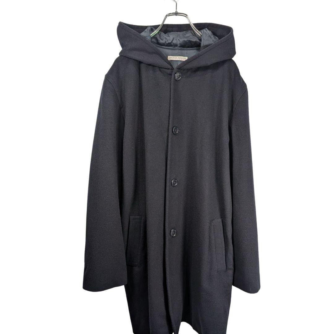 Wool Alpaca Coat Vintage Navy Hood AM199